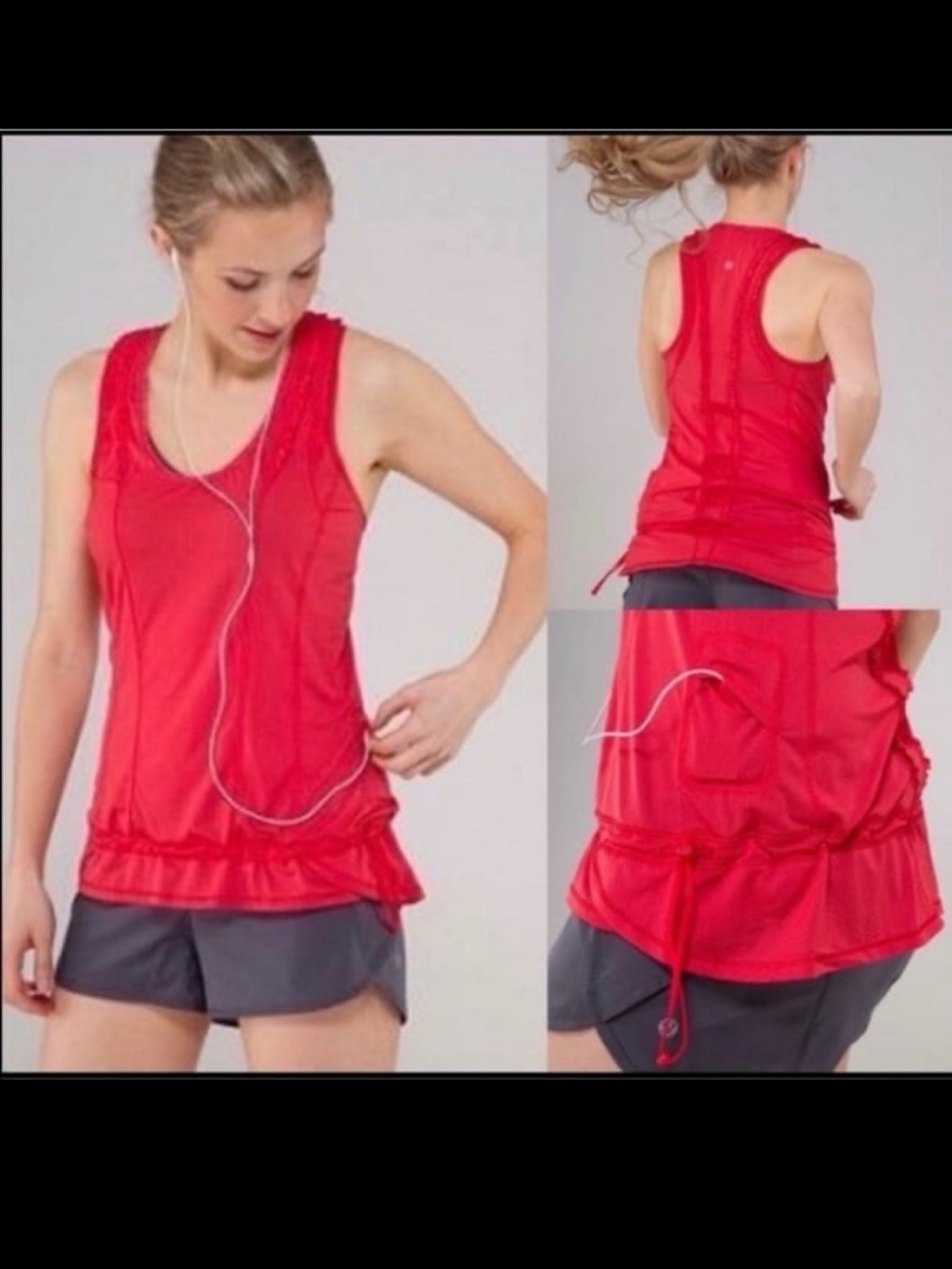 Lululemon Mind Over Matter Tank Top Size 6 Tango Red Cinch waist